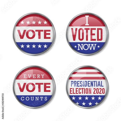 Voting badge realistic vector set
