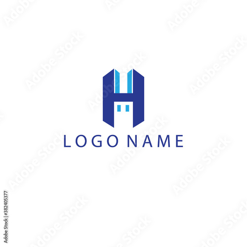 letter h creative logo simple abstract building vector design illustration