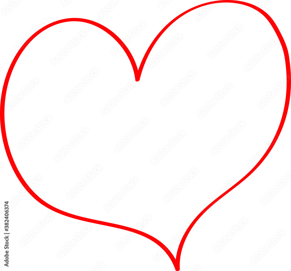 Red heart - outline drawing for an emblem or logo. Template for greeting card for Valentine's Day.