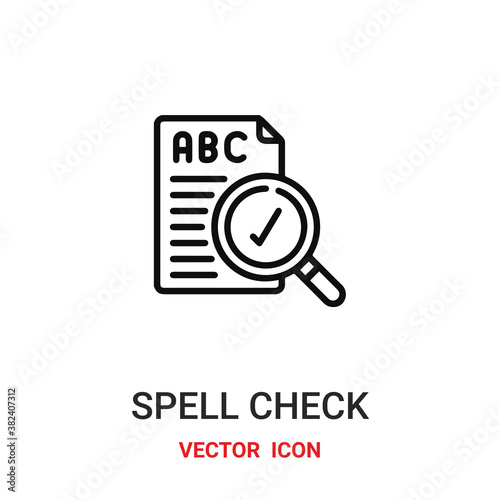 Spell check vector icon. Modern, simple flat vector illustration for website or mobile app.Spell check symbol, logo illustration. Pixel perfect vector graphics	