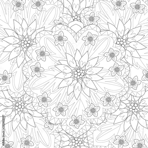 outlined abstract floral ornament for your coloring book