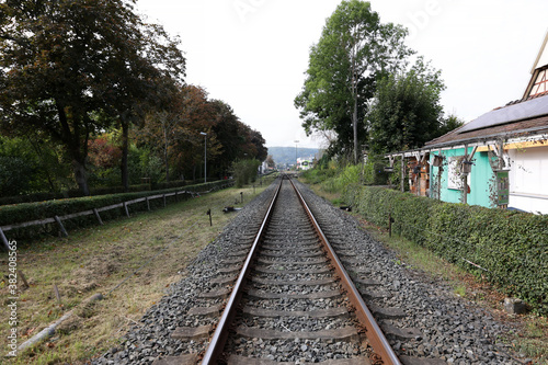 Railroad stretching into the distance from the horizon