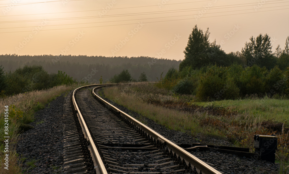 Fototapeta premium railway in the field. Background