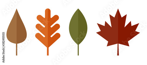 Autumn leaves flat set icon