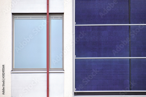 Obraz na płótnie Solar panels on the facade of a residential building in Finland. w salonie
