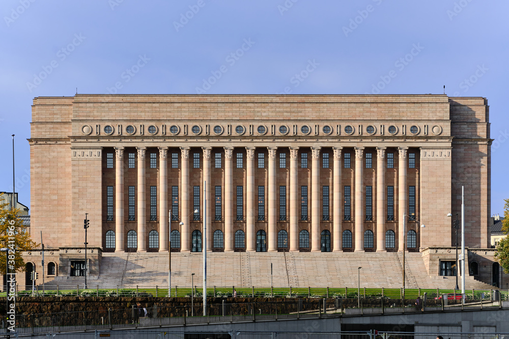 The Parliament building in Helsinki, Finland.