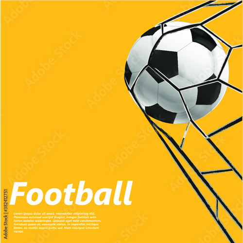 Football ball. Vector illustration soccer goal background yellow vector. Banner.