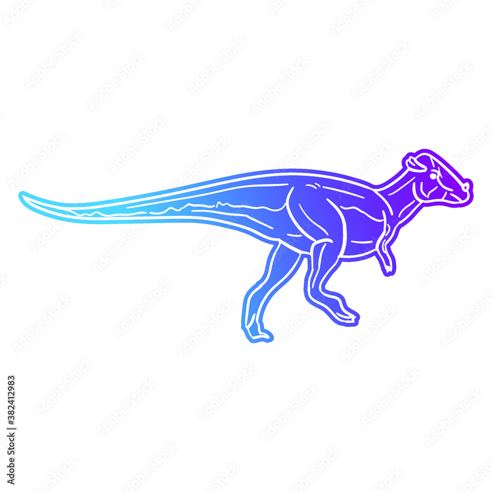 Pachycephalosaurus Dinosaur Vector illustration, Silhouette Design doodle style. Prehistoric Animal Graphic.