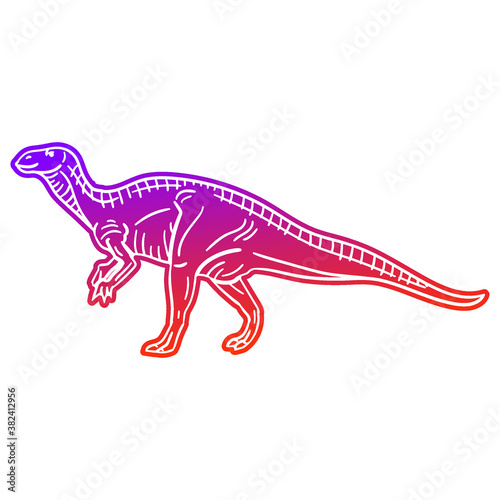 Iguanodon Dinosaur Vector illustration  Silhouette Design doodle style. Prehistoric Animal Graphic.
