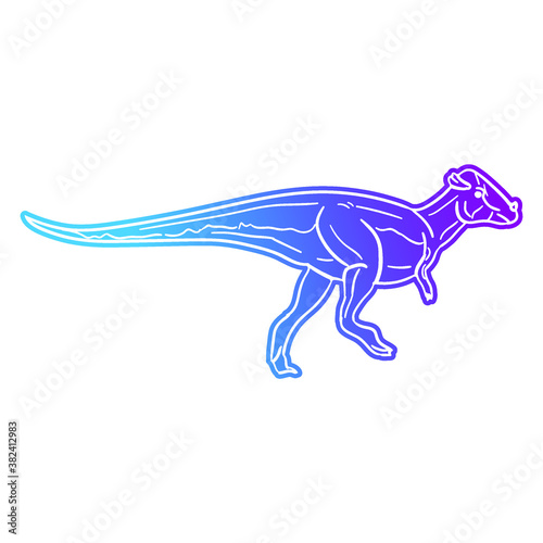 Pachycephalosaurus Dinosaur Vector illustration  Silhouette Design doodle style. Prehistoric Animal Graphic.