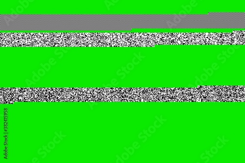 Scrolling of the retro bars of the old television on green screen, vintage television of the 80s, horizontal lines of the VHS videotape, damage, failures, malfunction, damaged tape. Chroma key. Video.