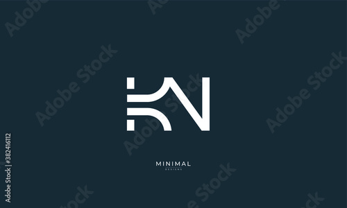 Alphabet letter icon logo KN 
