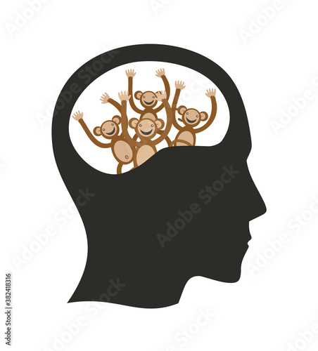 Crazy monkeys in brain illustration