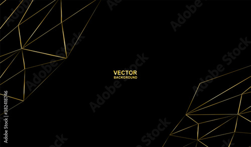 Abstract. Communications or technology, science background. gold connected line on black background. vector.