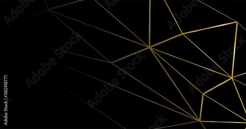 Abstract. Communications or technology, science background. gold connected line on black background. vector.