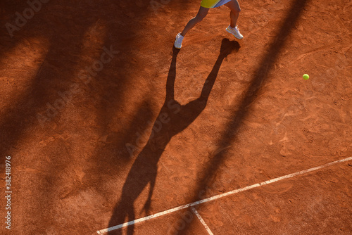 tennis player training on a court