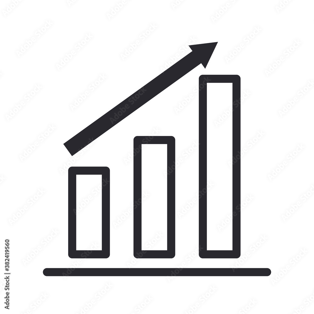 bars chart with increase arrow line style icon vector design bars chart with increase arrow line style icon vector design