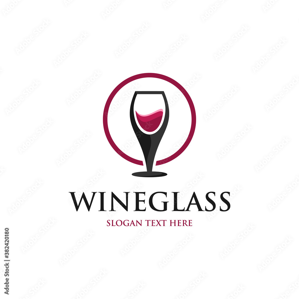 Wine bar logo template. Red and white wine glasses, Red wine logo template, colorful vector graphic design element for business, distillery company branding Wine bar logo template. Red and white wine glasses, Red wine logo template, colorful vector graphic design element for business, distillery company branding