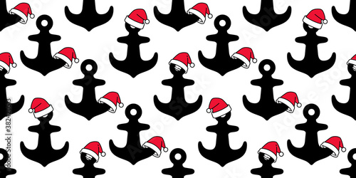 Anchor vector christmas santa claus hat icon logo helm boat symbol pirate Nautical maritime cartoon simple illustration doodle graphic design