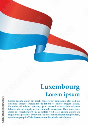 Flag of Luxembourg, Grand Duchy of Luxembourg. Template for award design, an official document with the flag of Luxembourg and other uses. Bright, colorful vector illustration.