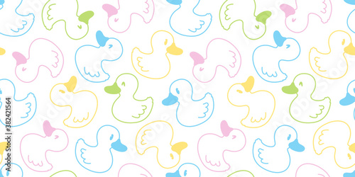 duck seamless pattern vector rubber duck bird farm cartoon scarf isolated repeat wallpaper tile background illustration animal color doodle design