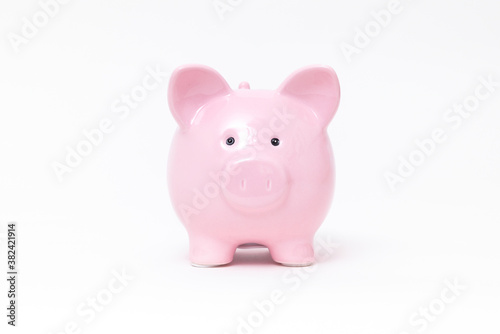 Piggy bank on white background