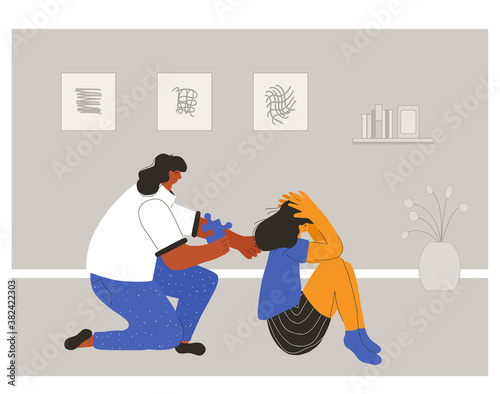 Mental disorder. Vector person with bad mood.