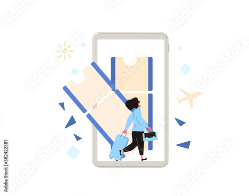 Bleisure concept. Work life balance. Vector person