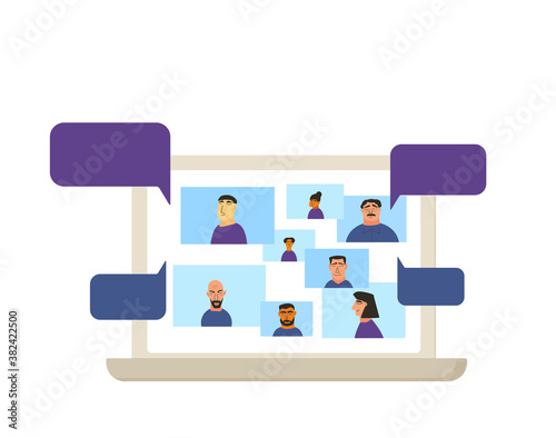 Video conference concept. Online call. Vector flat