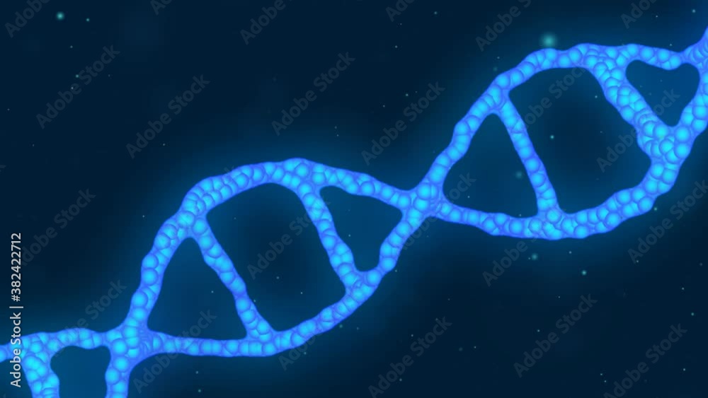 DNA double helix. Animation of DNA construction. Science animation. Genom futuristic footage. Conceptual design of genetics information. 