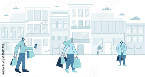 Online shop. Smm concept. Vector sale scene.