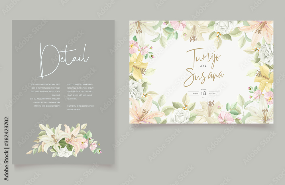 Beautiful floral lily flowers invitation card Beautiful floral lily flowers invitation card