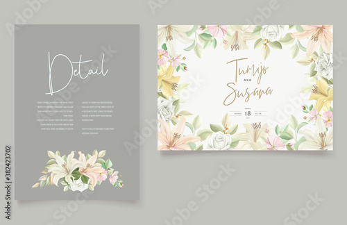 Beautiful floral lily flowers invitation card