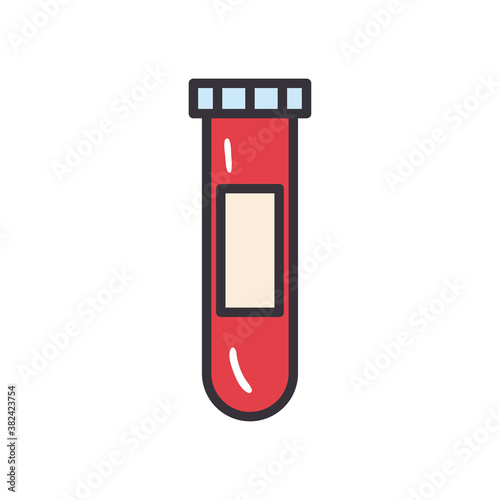 Covid 19 virus test tube line and fill style icon vector design