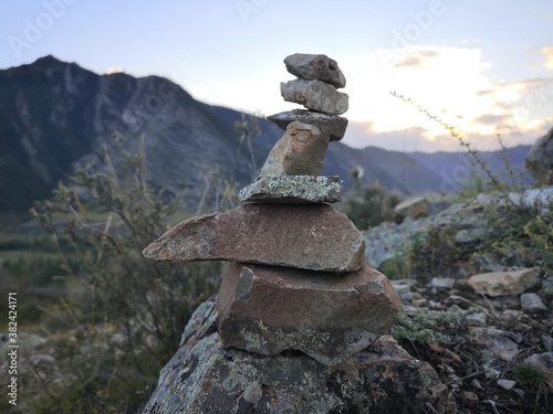 stone statue in the mountains