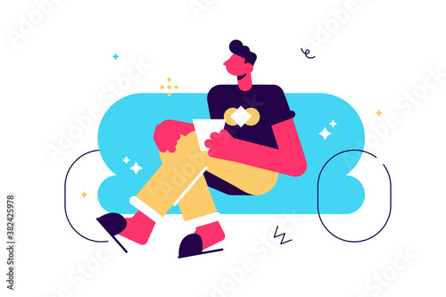 Cartoon vector illustration of Man on sofa 