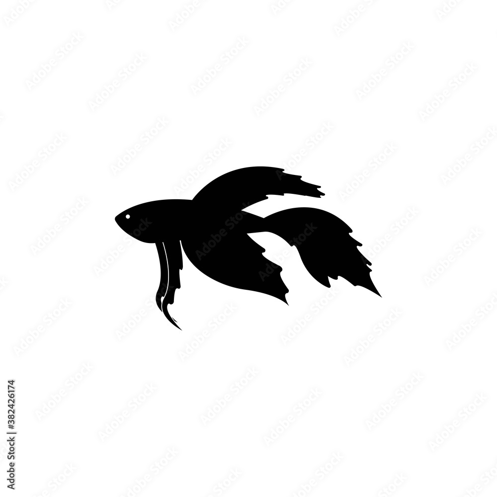 Betta fish vector silhouette
