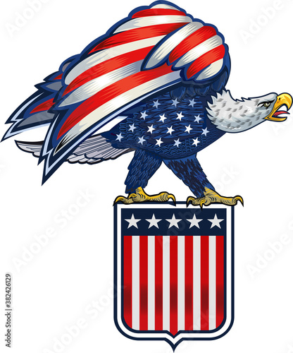 American Redoubtable  Eagle with USA flags