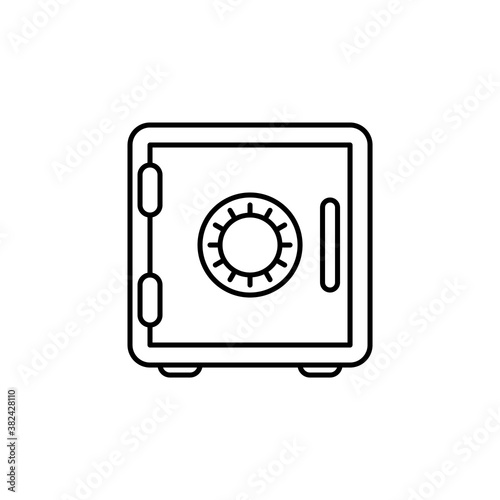 Bank safe icon. linear style closed safe isolated. Security single isolated modern line design icon safe vault. Bank line icon outline simple sign linear style pictogram. Editable stroke