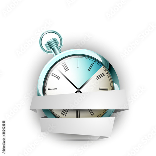 Antique Countdown icon band. Pocket Analog timer icons set, illustration, Old Clock picture banner, watch icon in stripe