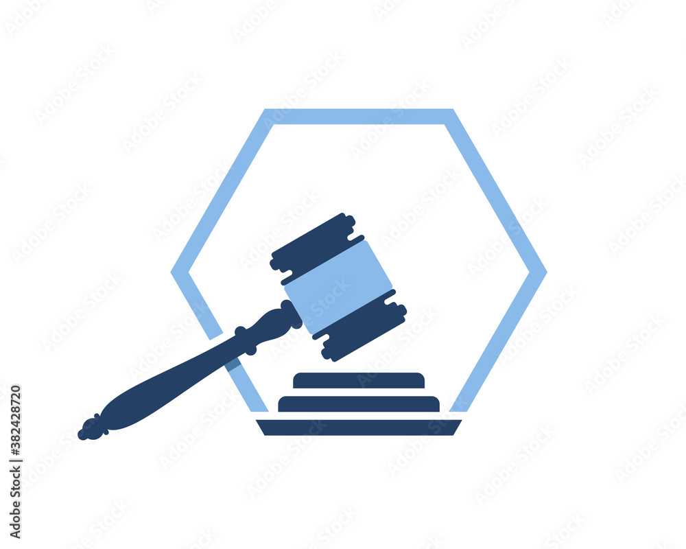 Hammer law firm with hexagon