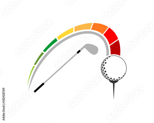 Faster speedometer with golf ball and golf stick