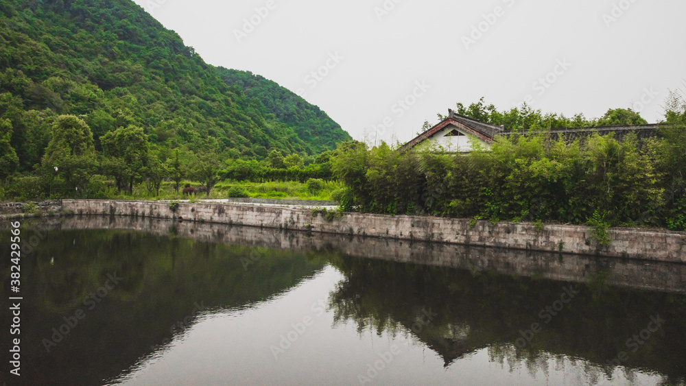 Pond and landscape in Lanting (Orchid Pavilion) scenic area, Shaoxing, China