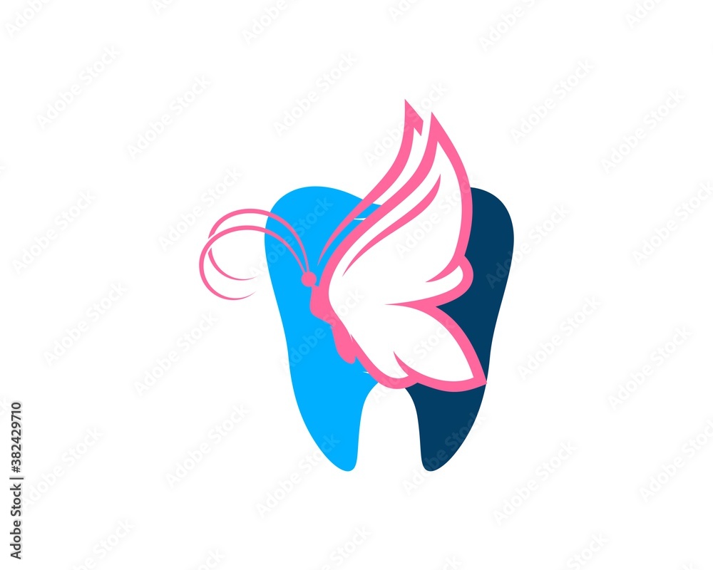 Obraz premium Tooth with beautiful butterfly inside
