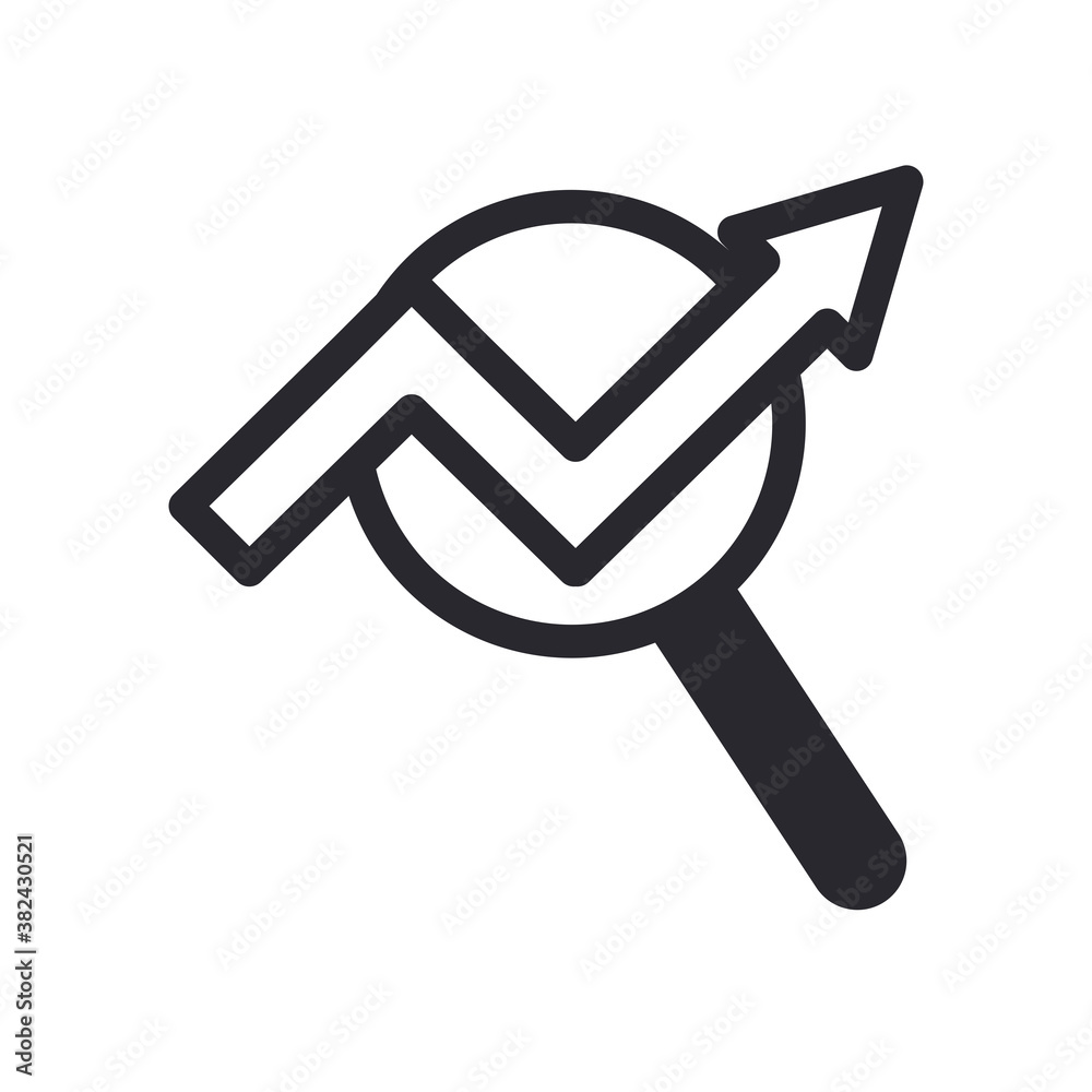 increase arrow chart on lupe line style icon vector design increase arrow chart on lupe line style icon vector design
