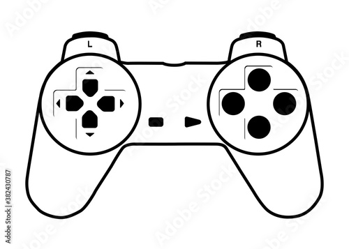Outline gamepad. Rare controller isolated illustration.