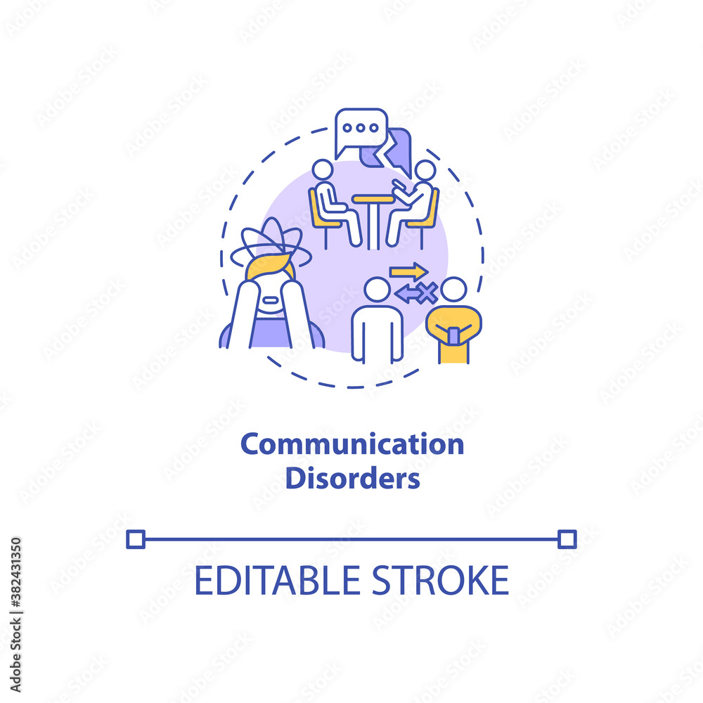 Communication disorders concept icon. Screen addiction symptom idea thin line illustration. Relationship breakdown. Mental damage. Vector isolated outline RGB color drawing. Editable stroke