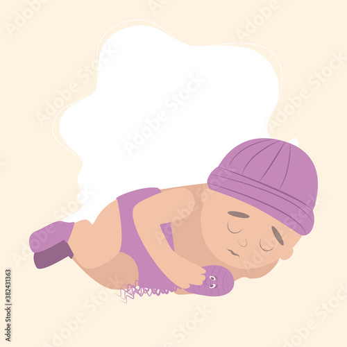 World prematurity day. 17 November.  Little Newborn Baby Inside Neonatal Clinic Treatment and Care Concept. Flat vector illustration