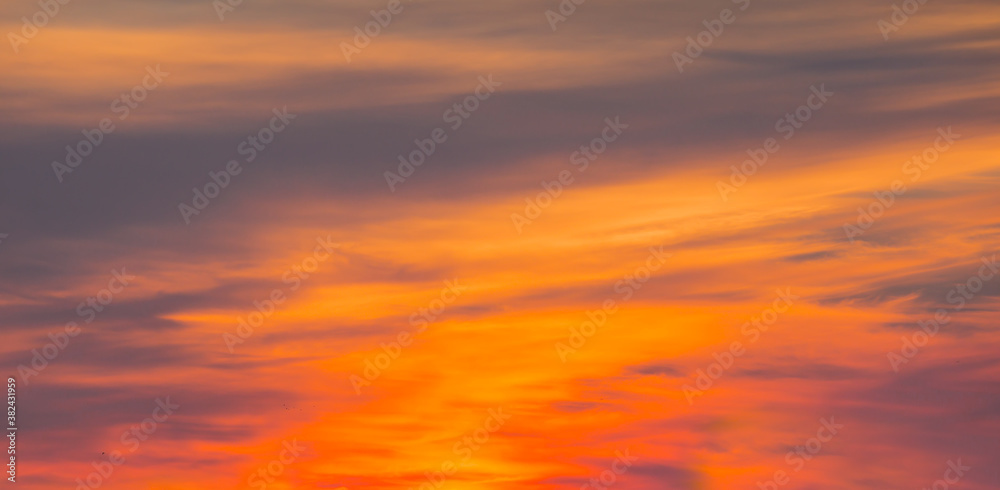 Beautiful orange dramatic sunset sky 