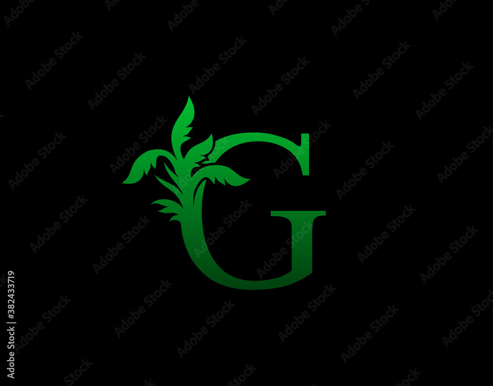 Letter G logo Nature concept, Abstract green tree and leaf symbol, initials G icon natural design Stock Vector Letter G logo Nature concept, Abstract green tree and leaf symbol, initials G icon natural design Stock Vector